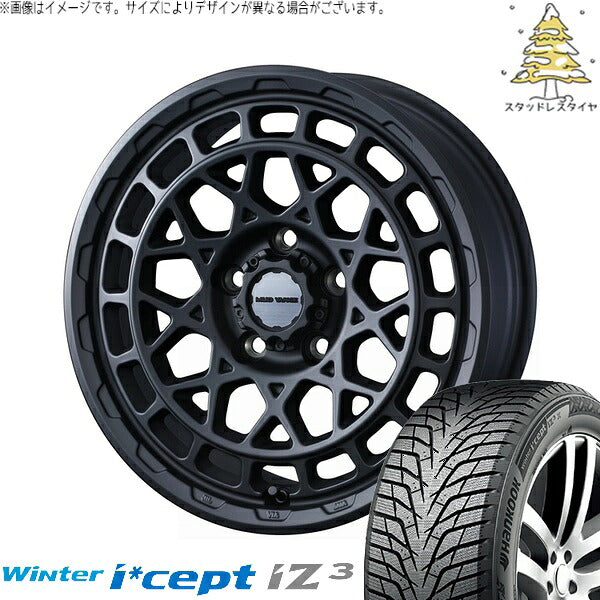 ハンコック ウィンターアイセプト IZ3 W636 195/60R17 ＋ マッドヴァンスX タイプM フルマットブラック 17インチ 7J +38 5H114.3P スタッドレス・ホイール4本セット。1枚目。