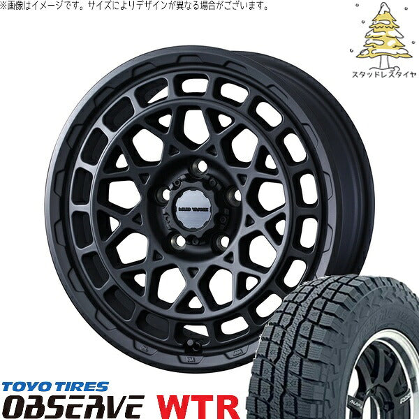 トーヨータイヤ オブザーブ W/T-R 215/65R16 ＋ マッドヴァンスX タイプM フルマットブラック 16インチ 7J +35 5H114.3P スタッドレス・ホイール4本セット。1枚目。