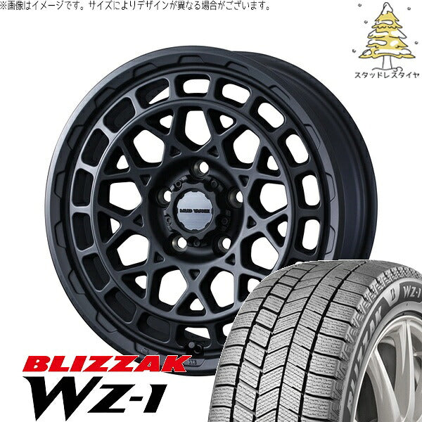 ブリヂストン ブリザック WZ-1 195/60R17 ＋ マッドヴァンスX タイプM フルマットブラック 17インチ 7J +38 5H114.3P スタッドレス・ホイール4本セット。1枚目。