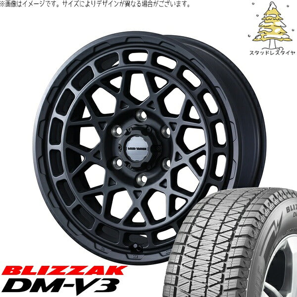 ブリヂストン ブリザック DM-V3 225/70R16 ＋ マッドヴァンスX タイプM フルマットブラック 16インチ 6J -5 5H139.7P スタッドレス・ホイール4本セット。1枚目。