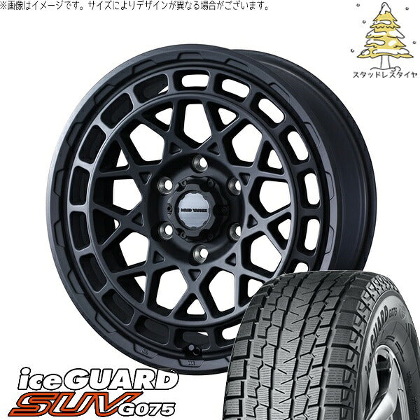 ヨコハマタイヤ アイスガード SUV G075 185/85R16 ＋ マッドヴァンスX タイプM フルマットブラック 16インチ 5.5J +22 5H139.7P スタッドレス・ホイール4本セット。1枚目。