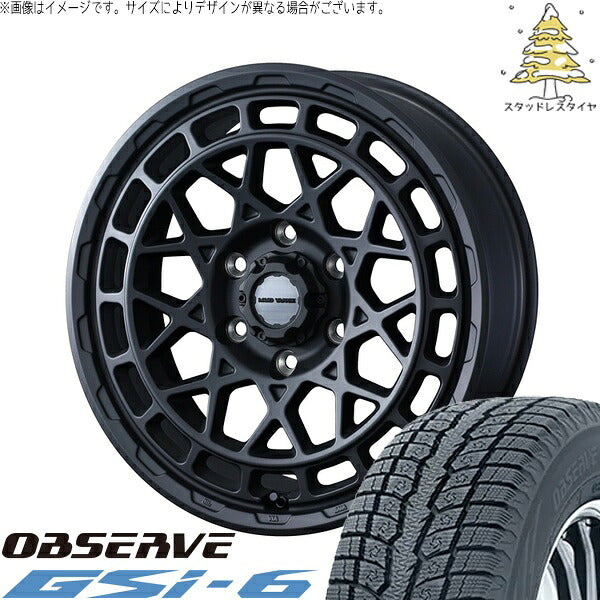 トーヨータイヤ オブザーブ Gsi-6 215/70R16 ＋ マッドヴァンスX タイプM フルマットブラック 16インチ 5.5J +22 5H139.7P スタッドレス・ホイール4本セット。1枚目。