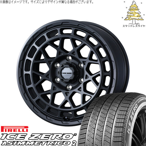 ピレリ アイスゼロアシンメトリコ2 215/65R16 ＋ マッドヴァンスX タイプM フルマットブラック 16インチ 6.5J +38 6H139.7P スタッドレス・ホイール4本セット。1枚目。