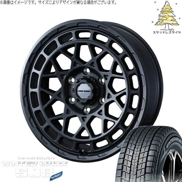 ダンロップ ウィンターマックス SJ8+ 225/70R16 ＋ マッドヴァンスX タイプM フルマットブラック 16インチ 6J -5 5H139.7P スタッドレス・ホイール4本セット。1枚目。