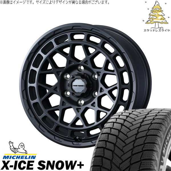 ミシュラン エックスアイス スノー+ 215/65R16 ＋ マッドヴァンスX タイプM フルマットブラック 16インチ 6.5J +45 6H139.7P スタッドレス・ホイール4本セット。1枚目。