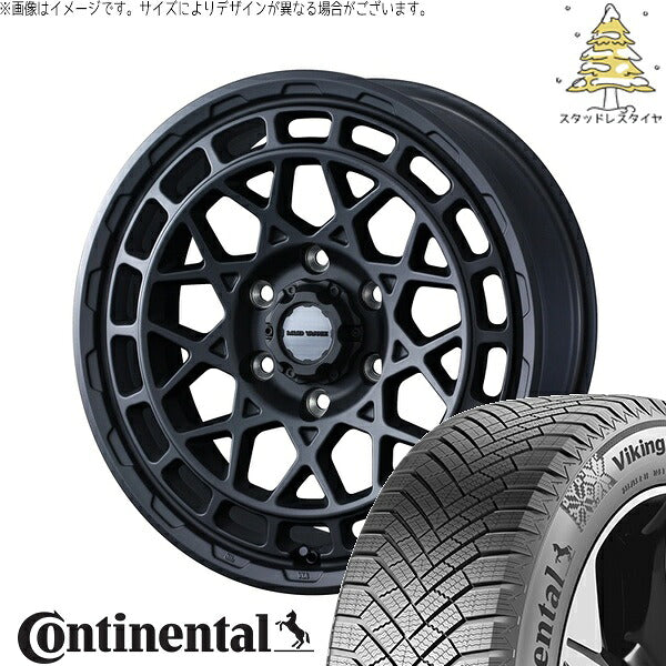 コンチネンタル バイキングコンタクト8 215/65R16 ＋ マッドヴァンスX タイプM フルマットブラック 16インチ 6.5J +38 6H139.7P スタッドレス・ホイール4本セット。1枚目。