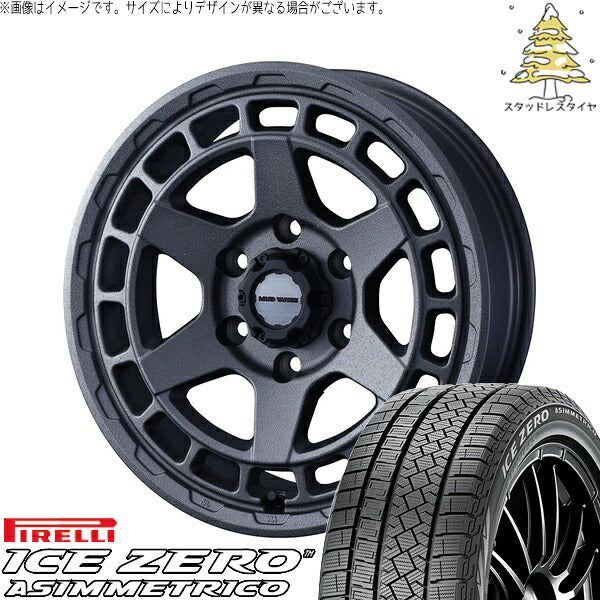 ピレリ アイスゼロアシンメトリコ 225/55R17 ＋ マッドヴァンスX タイプS フリントグレー 17インチ 7J +38 5H114.3P スタッドレス・ホイール4本セット。1枚目。