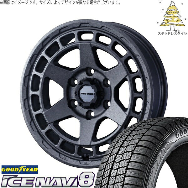 グッドイヤー アイスナビ8 165/65R15 ＋ マッドヴァンスX タイプS フリントグレー 15インチ 4.5J +45 4H100P スタッドレス・ホイール4本セット。1枚目。