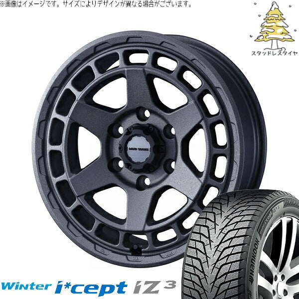 ハンコック ウィンターアイセプト IZ3 W636 225/55R17 ＋ マッドヴァンスX タイプS フリントグレー 17インチ 7J +38 5H114.3P スタッドレス・ホイール4本セット。1枚目。