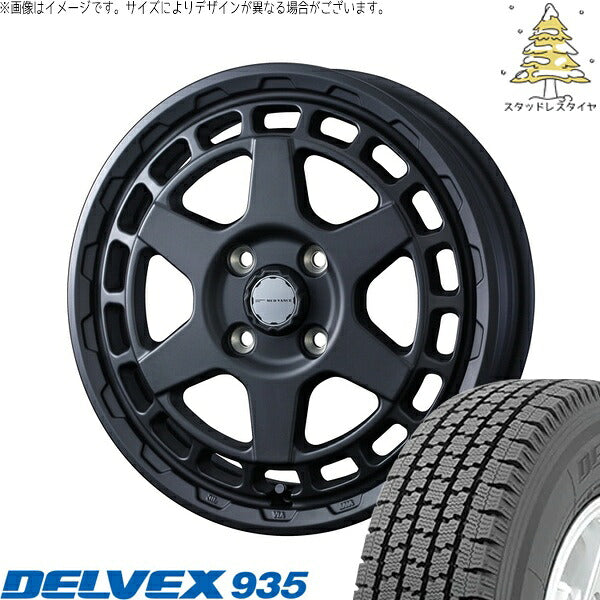 トーヨータイヤ デルベックス 935 155/80R14 ＋ マッドヴァンスX タイプS フルマットブラック 14インチ 5J +30 4H100P スタッドレス・ホイール4本セット。1枚目。