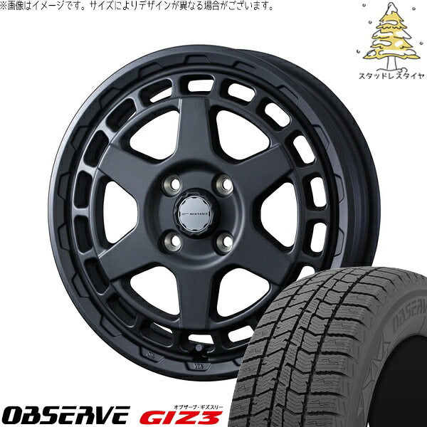 トーヨータイヤ オブザーブ GIZ3 155/65R14 ＋ マッドヴァンスX タイプS フルマットブラック 14インチ 4.5J +45 4H100P スタッドレス・ホイール4本セット。1枚目。