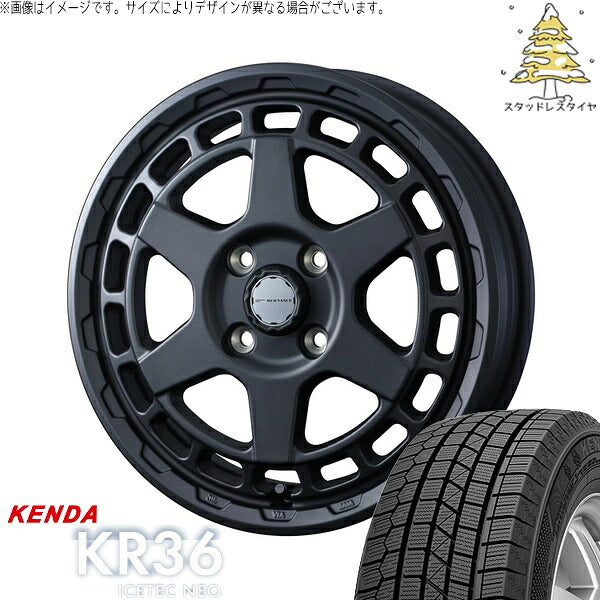 ケンダ アイステックネオ KR36 165/60R15 ＋ マッドヴァンスX タイプS フルマットブラック 15インチ 4.5J +45 4H100P スタッドレス・ホイール4本セット。1枚目。