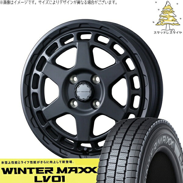 ダンロップ ウィンターマックス LV01 145R12 ＋ マッドヴァンスX タイプS フルマットブラック 12インチ 4J +40 4H100P スタッドレス・ホイール4本セット。1枚目。