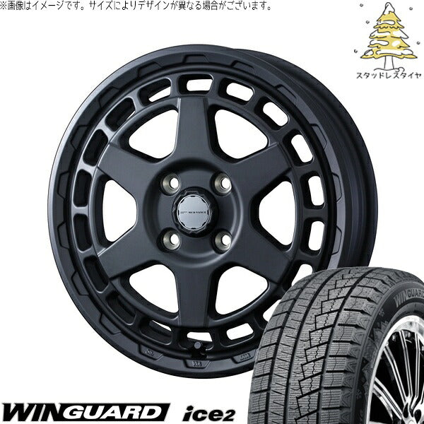 ネクセン ウィンガード アイス2 165/55R14 ＋ マッドヴァンスX タイプS フルマットブラック 14インチ 4.5J +45 4H100P スタッドレス・ホイール4本セット。1枚目。