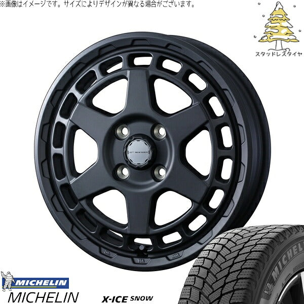 ミシュラン エックスアイス スノー 165/55R15 ＋ マッドヴァンスX タイプS フルマットブラック 15インチ 4.5J +45 4H100P スタッドレス・ホイール4本セット。1枚目。