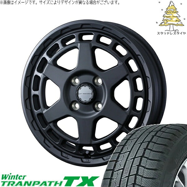 トーヨータイヤ ウィンタートランパス TX 165/60R15 ＋ マッドヴァンスX タイプS フルマットブラック 15インチ 4.5J +45 4H100P スタッドレス・ホイール4本セット。1枚目。