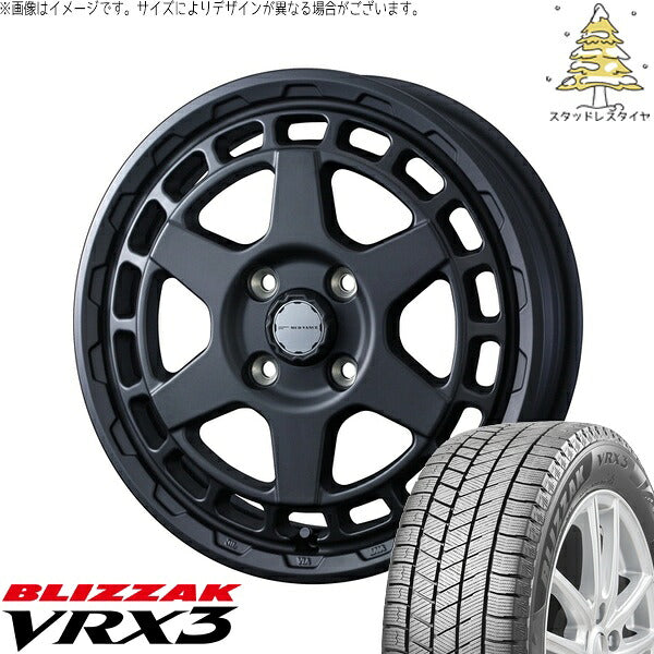 ブリヂストン ブリザック VRX3 175/65R15 ＋ マッドヴァンスX タイプS フルマットブラック 15インチ 4.5J +45 4H100P スタッドレス・ホイール4本セット。1枚目。