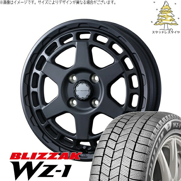 ブリヂストン ブリザック WZ-1 165/60R14 ＋ マッドヴァンスX タイプS フルマットブラック 14インチ 4.5J +45 4H100P スタッドレス・ホイール4本セット。1枚目。