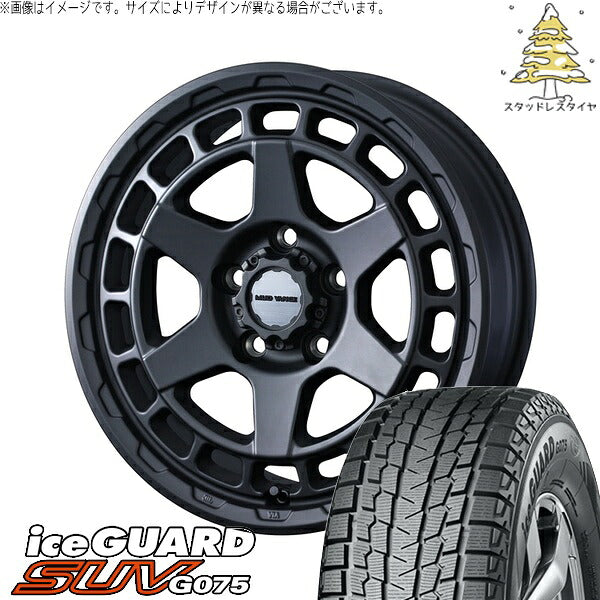 ヨコハマタイヤ アイスガード SUV G075 185/85R16 ＋ マッドヴァンスX タイプS フルマットブラック 16インチ 5.5J +22 5H139.7P スタッドレス・ホイール4本セット。1枚目。