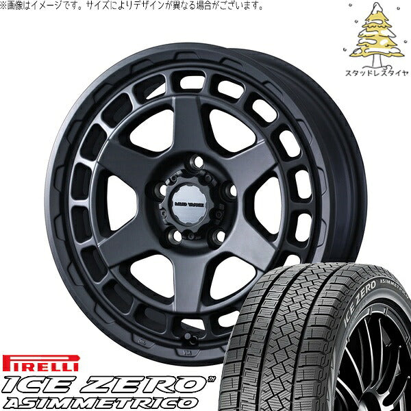 ピレリ アイスゼロアシンメトリコ 215/65R16 ＋ マッドヴァンスX タイプS フルマットブラック 16インチ 6.5J +38 6H139.7P スタッドレス・ホイール4本セット。1枚目。