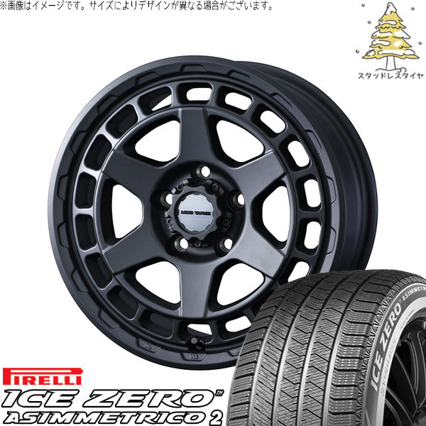 ピレリ アイスゼロアシンメトリコ2 225/50R17 ＋ マッドヴァンスX タイプS フルマットブラック 17インチ 7J +38 5H114.3P スタッドレス・ホイール4本セット。1枚目。