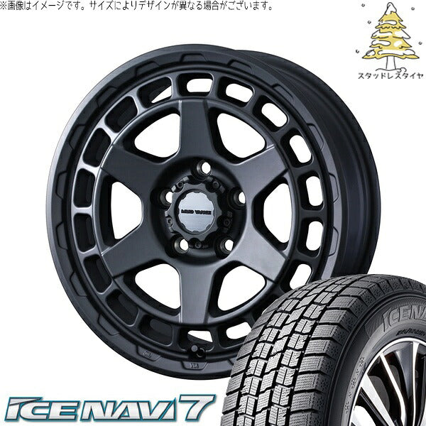 グッドイヤー アイスナビ7 215/45R17 ＋ マッドヴァンスX タイプS フルマットブラック 17インチ 7J +38 5H114.3P スタッドレス・ホイール4本セット。1枚目。