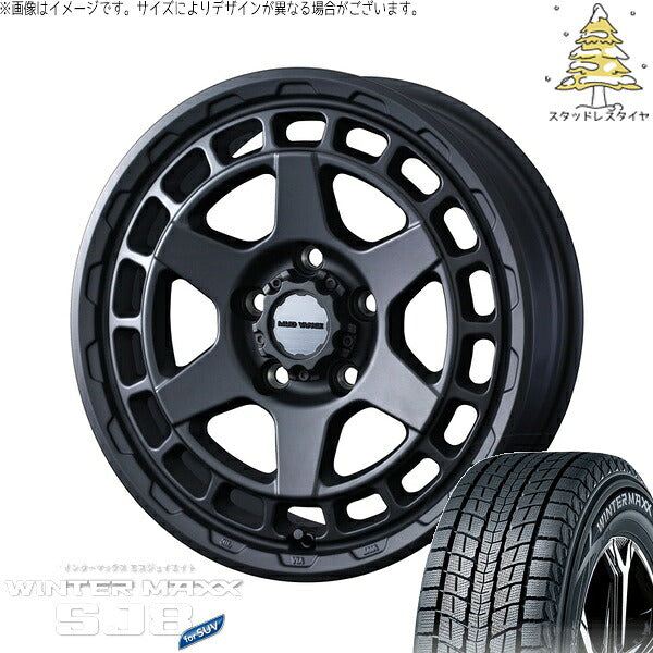 ダンロップ ウィンターマックス SJ8+ 215/65R16 ＋ マッドヴァンスX タイプS フルマットブラック 16インチ 6.5J +38 6H139.7P スタッドレス・ホイール4本セット。1枚目。