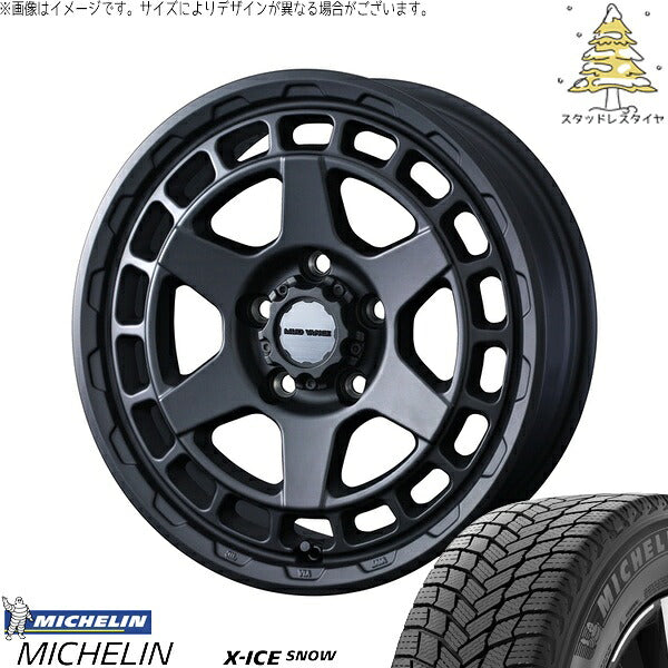 ミシュラン エックスアイス スノー 215/70R16 ＋ マッドヴァンスX タイプS フルマットブラック 16インチ 5.5J +22 5H139.7P スタッドレス・ホイール4本セット。1枚目。
