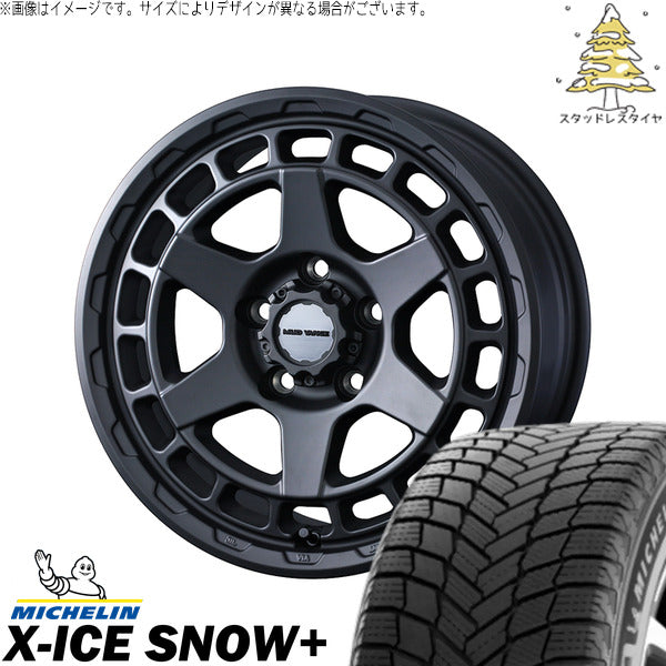 ミシュラン エックスアイス スノー+ 225/60R17 ＋ マッドヴァンスX タイプS フルマットブラック 17インチ 7J +38 5H114.3P スタッドレス・ホイール4本セット。1枚目。