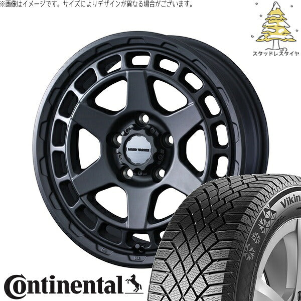 コンチネンタル バイキングコンタクト7 225/55R17 ＋ マッドヴァンスX タイプS フルマットブラック 17インチ 7J +38 5H114.3P スタッドレス・ホイール4本セット。1枚目。