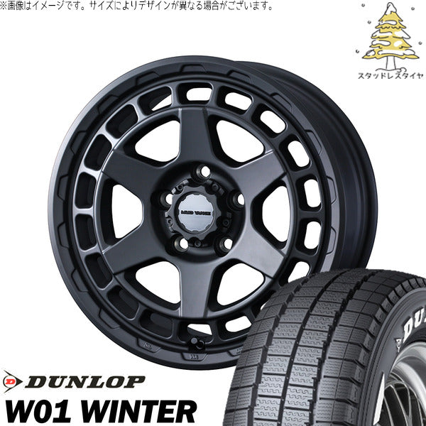 ダンロップ W01 WINTER 215/60R17 ＋ マッドヴァンスX タイプS フルマットブラック 17インチ 7J +38 5H114.3P スタッドレス・ホイール4本セット。1枚目。