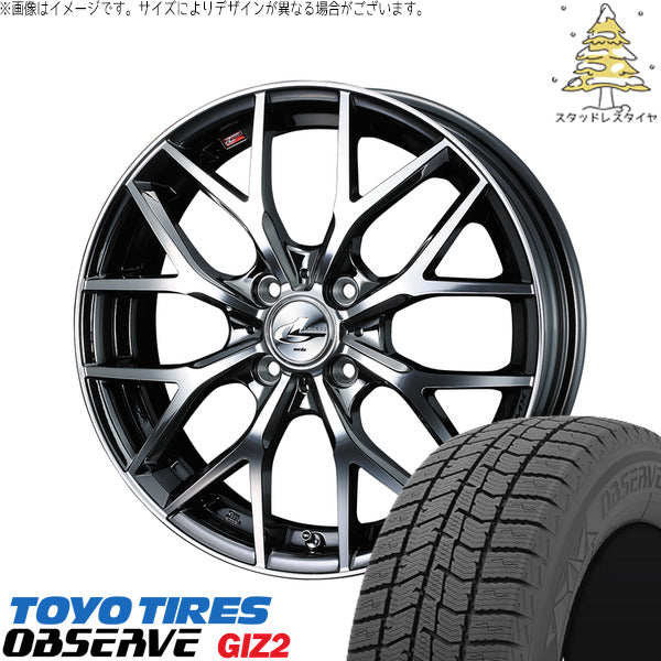 トーヨータイヤ OBSERVE 175/65R15 ＋ レオニス MX ブラックメタルコート/ミラーカット 15インチ 4.5J +45 4H100P スタッドレス・ホイール4本セット。1枚目。