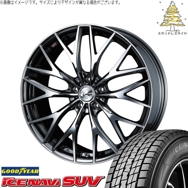 グッドイヤー アイスナビ SUV 215/50R18 ＋ レオニス MX ブラックメタルコート/ミラーカット 18インチ 7J +47 5H114.3P スタッドレス・ホイール4本セット。1枚目。