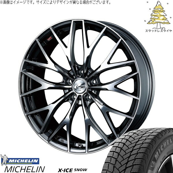 ミシュラン エックスアイス スノー 225/45R19 ＋ レオニス MX ブラックメタルコート/ミラーカット 19インチ 8J +43 5H114.3P スタッドレス・ホイール4本セット。1枚目。
