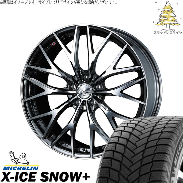 ミシュラン エックスアイス スノー+ 225/50R18 ＋ レオニス MX ブラックメタルコート/ミラーカット 18インチ 8J +42 5H114.3P スタッドレス・ホイール4本セット。1枚目。