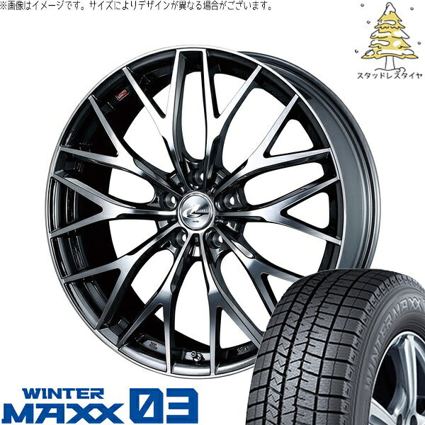 ダンロップ ウィンターマックス03 215/60R17 ＋ レオニス MX ブラックメタルコート/ミラーカット 17インチ 7J +42 5H114.3P スタッドレス・ホイール4本セット。1枚目。