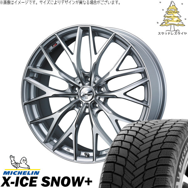 ミシュラン エックスアイス スノー+ 225/60R18 ＋ レオニス MX ハイパーシルバー3/SCマシニング 18インチ 7J +53 5H114.3P スタッドレス・ホイール4本セット。1枚目。