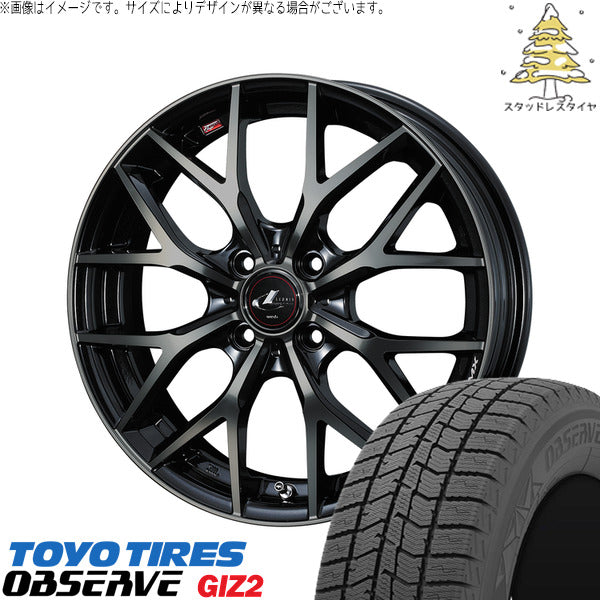 トーヨータイヤ OBSERVE 175/70R14 ＋ レオニス MX パールブラックミラーカット/チタントップ 14インチ 5.5J +42 4H100P スタッドレス・ホイール4本セット。1枚目。