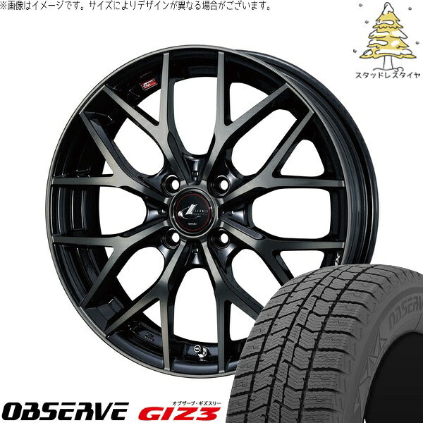 トーヨータイヤ オブザーブ GIZ3 195/45R17 ＋ レオニス MX パールブラックミラーカット/チタントップ 17インチ 6.5J +50 4H100P スタッドレス・ホイール4本セット。1枚目。