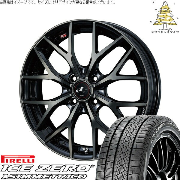 ピレリ アイスゼロアシンメトリコ 185/65R15 ＋ レオニス MX パールブラックミラーカット/チタントップ 15インチ 5.5J +50 4H100P スタッドレス・ホイール4本セット。1枚目。