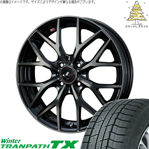 トーヨータイヤ ウィンタートランパス TX 185/65R15 ＋ レオニス MX パールブラックミラーカット/チタントップ 15インチ 5.5J +43 4H100P スタッドレス・ホイール4本セット。1枚目。