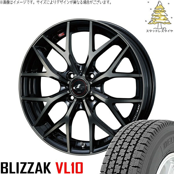 ブリヂストン ブリザック VL10 165/80R14 ＋ レオニス MX パールブラックミラーカット/チタントップ 14インチ 5.5J +42 4H100P スタッドレス・ホイール4本セット。1枚目。