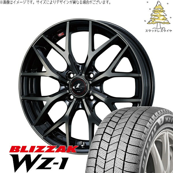 ブリヂストン ブリザック WZ-1 185/60R16 ＋ レオニス MX パールブラックミラーカット/チタントップ 16インチ 6J +42 4H100P スタッドレス・ホイール4本セット。1枚目。