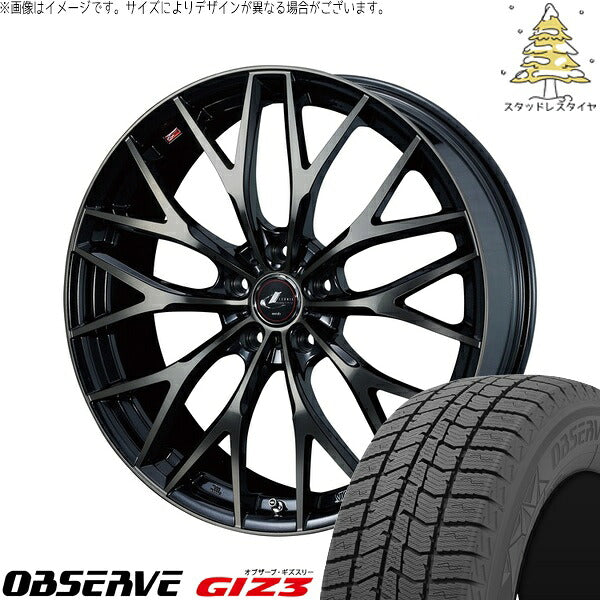 トーヨータイヤ オブザーブ GIZ3 185/65R15 ＋ レオニス MX パールブラックミラーカット/チタントップ 15インチ 6J +45 5H100P スタッドレス・ホイール4本セット。1枚目。