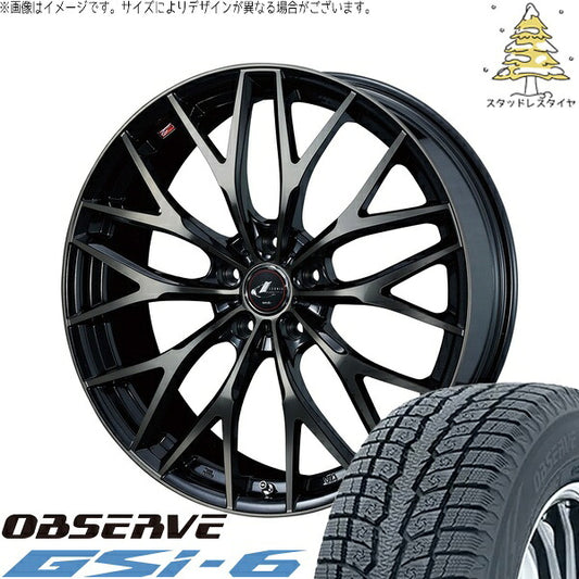 トーヨータイヤ オブザーブ Gsi-6 225/55R18 ＋ レオニス MX パールブラックミラーカット/チタントップ 18インチ 7J +47 5H114.3P スタッドレス・ホイール4本セット。1枚目。