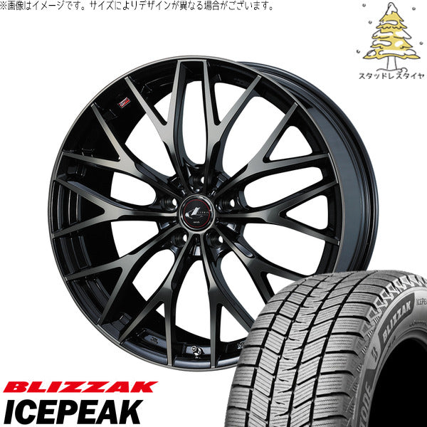 ブリヂストン ブリザック ICEPEAK 225/60R18 ＋ レオニス MX パールブラックミラーカット/チタントップ 18インチ 7J +53 5H114.3P スタッドレス・ホイール4本セット。1枚目。