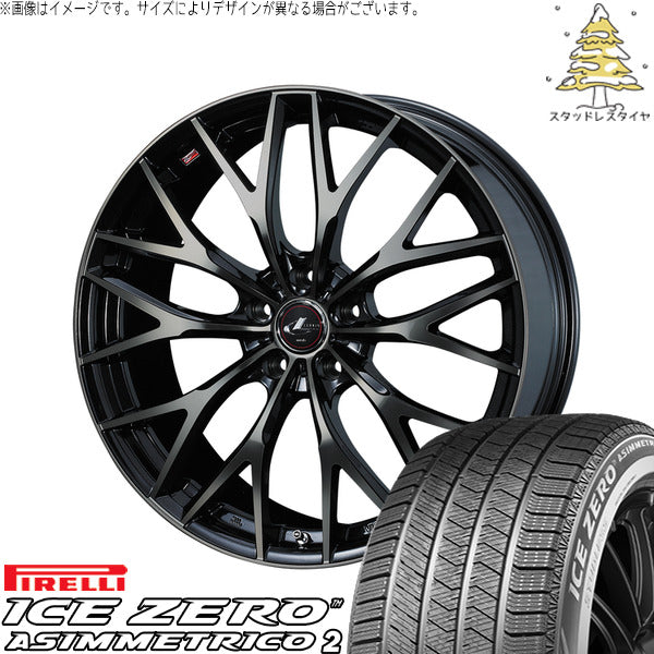 ピレリ アイスゼロアシンメトリコ2 245/45R19 ＋ レオニス MX パールブラックミラーカット/チタントップ 19インチ 7J +42 5H114.3P スタッドレス・ホイール4本セット。1枚目。