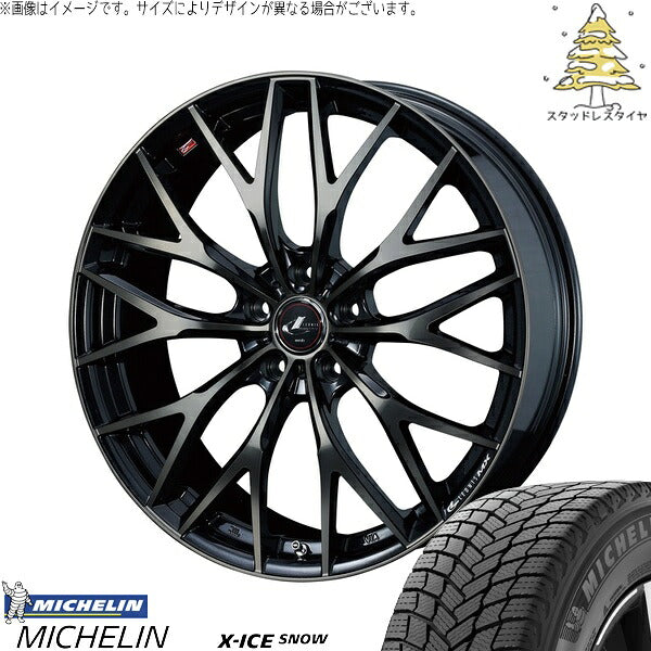 ミシュラン エックスアイス スノー 215/45R17 ＋ レオニス MX パールブラックミラーカット/チタントップ 17インチ 6.5J +53 5H114.3P スタッドレス・ホイール4本セット。1枚目。