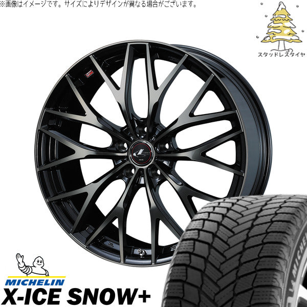 ミシュラン エックスアイス スノー+ 235/55R18 ＋ レオニス MX パールブラックミラーカット/チタントップ 18インチ 8J +42 5H114.3P スタッドレス・ホイール4本セット。1枚目。