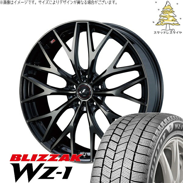 ブリヂストン ブリザック WZ-1 215/55R17 ＋ レオニス MX パールブラックミラーカット/チタントップ 17インチ 7J +47 5H100P スタッドレス・ホイール4本セット。1枚目。